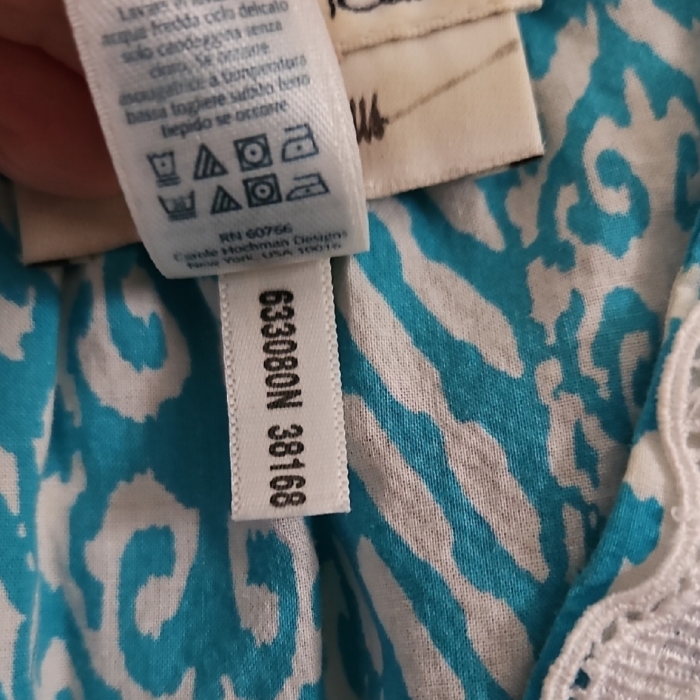 Oscar de la Renta Neiman Marcus Bohemian Retreat Ikat Tent Dress Lace V-Neck M - Picture 10 of 10
